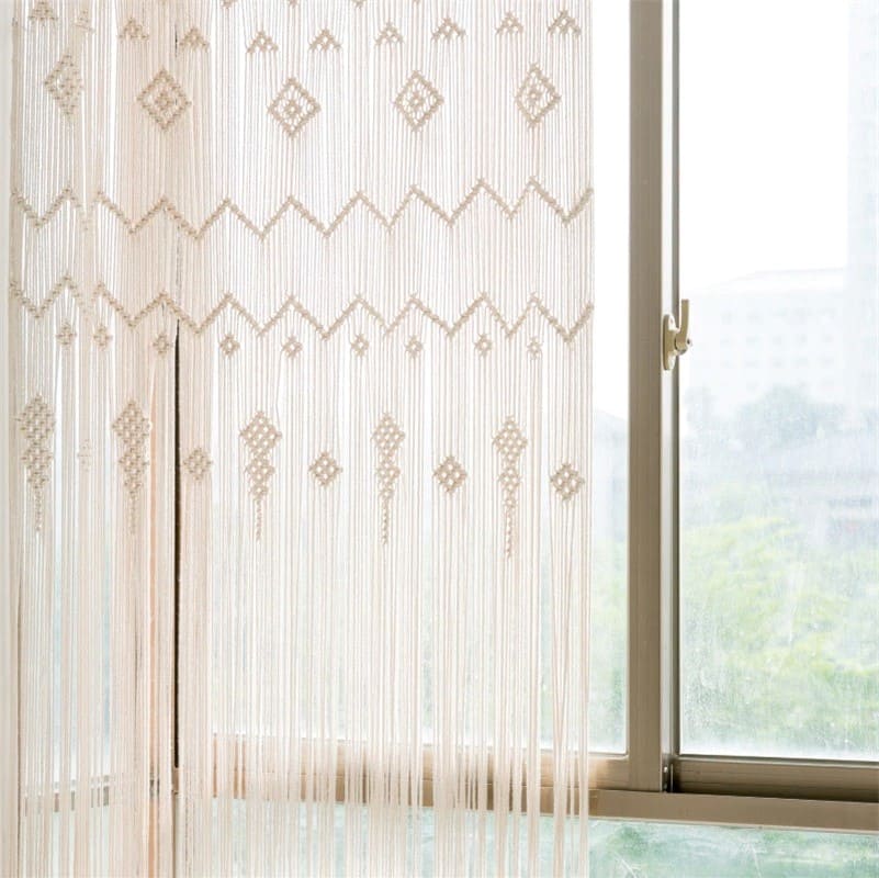 Rideau macramé fenêtre