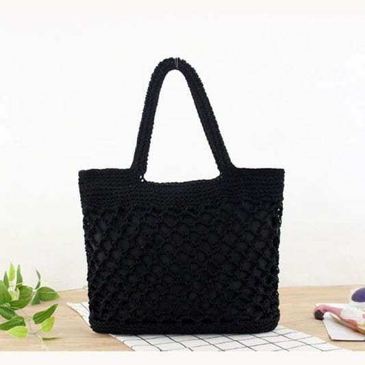 Sac macramé noir