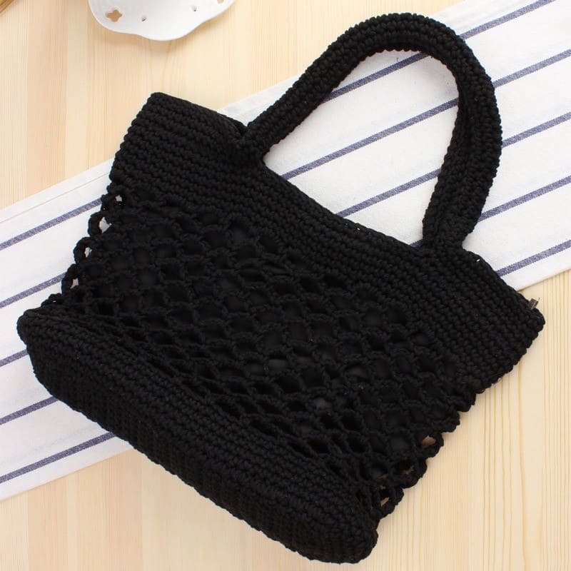 Sac macramé noir