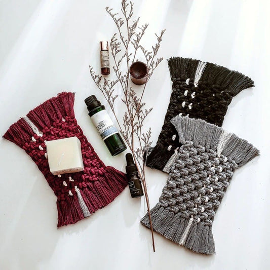 Sous-verre rectangulaire macramé