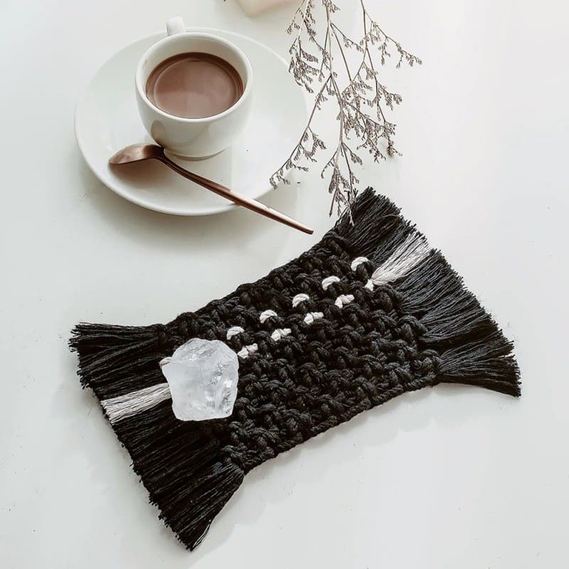 Sous-verre rectangulaire macramé