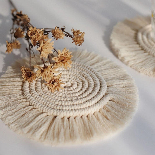 Sous-verre rond en macramé
