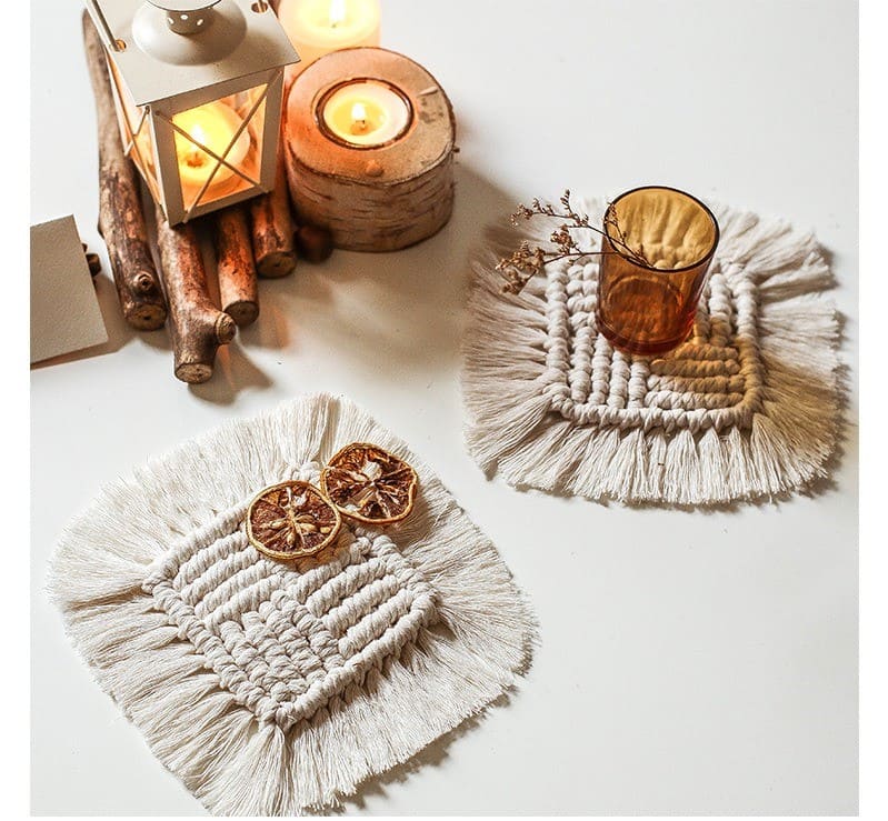 Sous-verre carré macramé