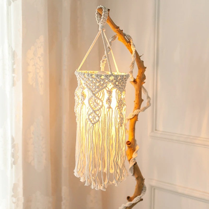 Suspension lampe macramé