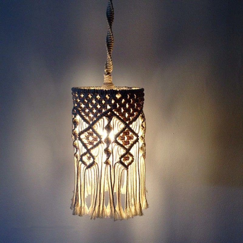Suspension lampe macramé