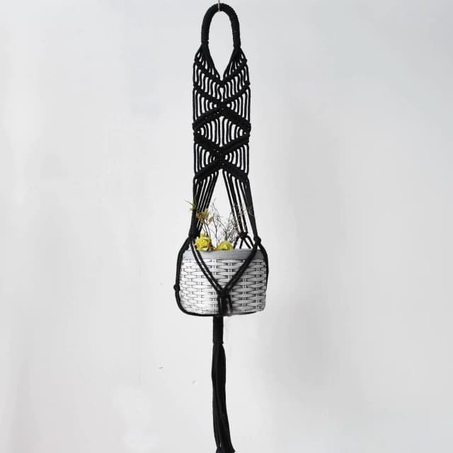 Suspension plante macramé noir