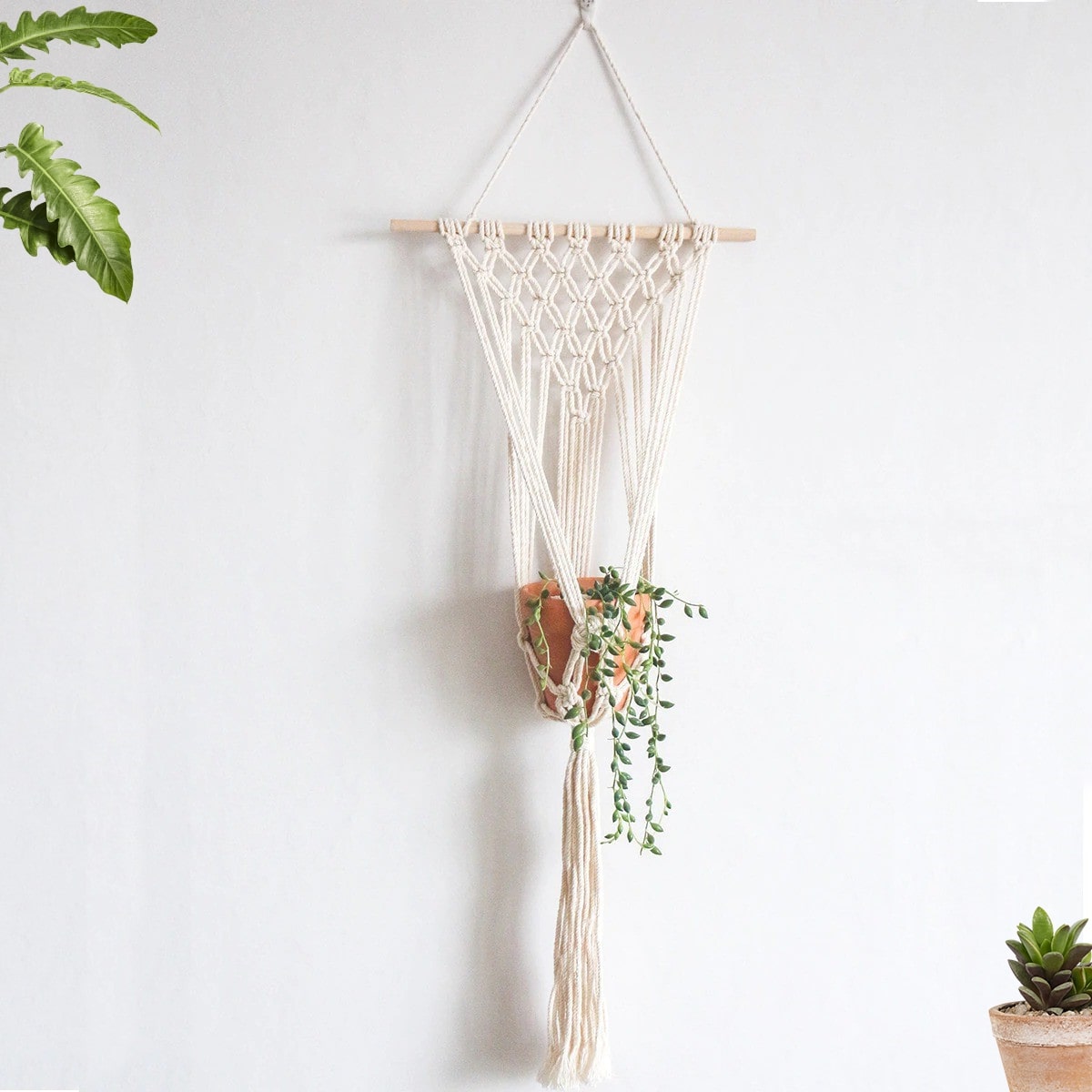 Suspension pot de fleur macramé