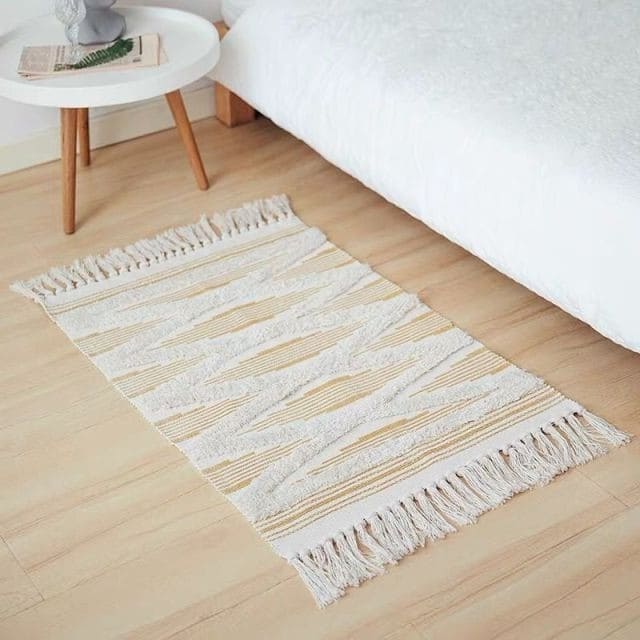 Tapis beige macramé