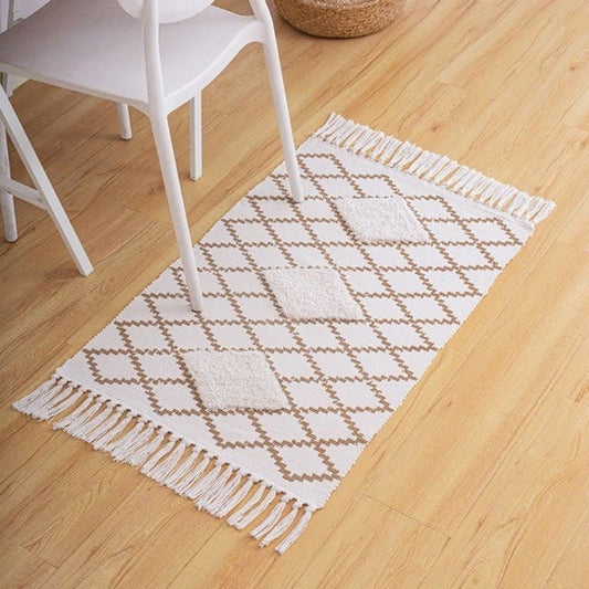 Tapis macramé blanc