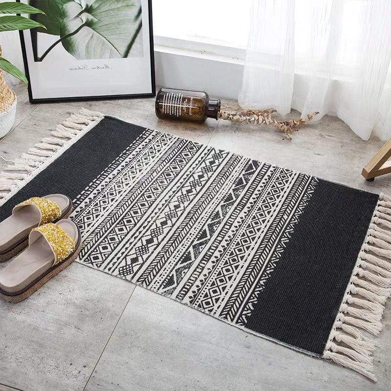 Tapis macramé noir