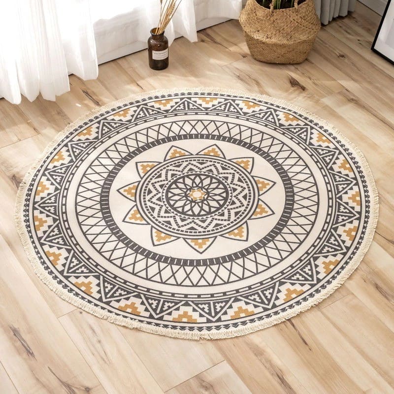 Tapis macramé rond