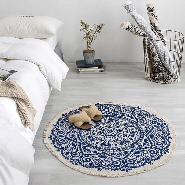 Tapis macramé rond