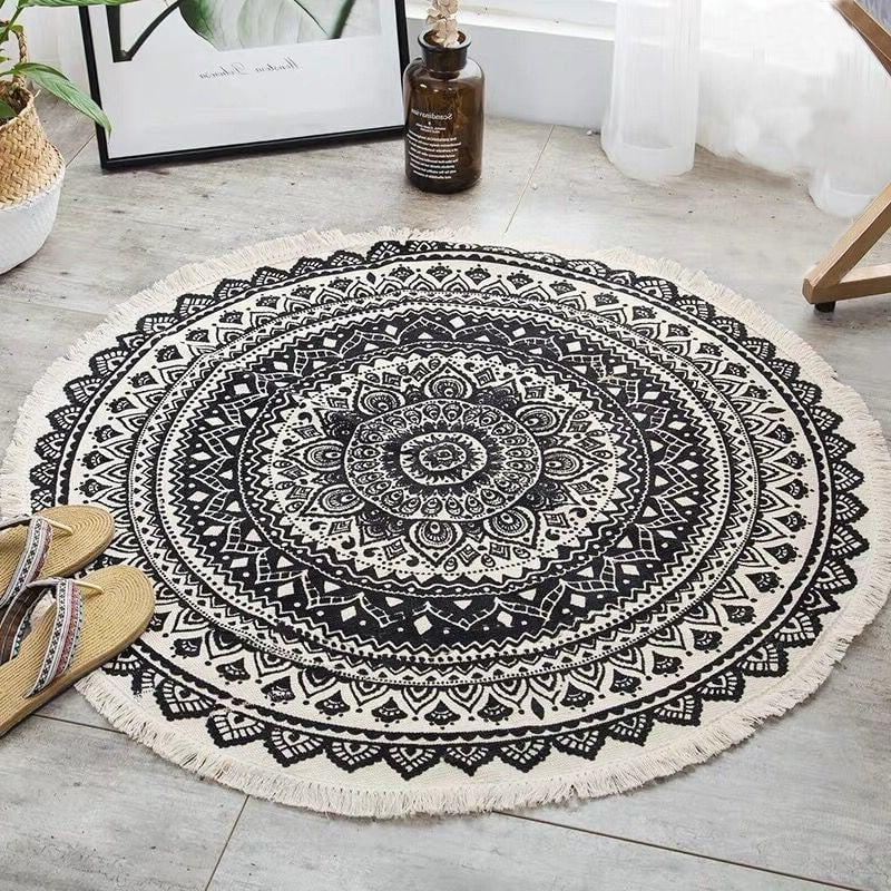 Tapis macramé rond