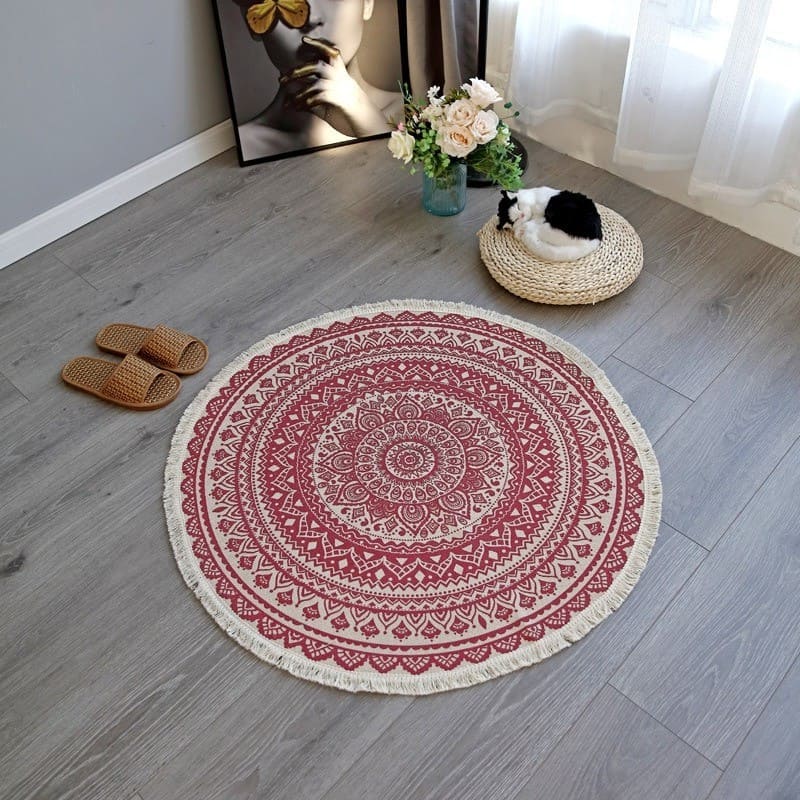 Tapis macramé rond