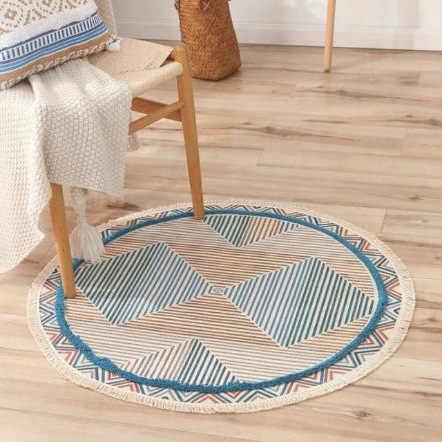 Tapis bohème rond en macramé