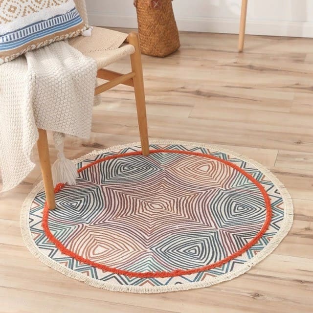 Tapis bohème rond en macramé