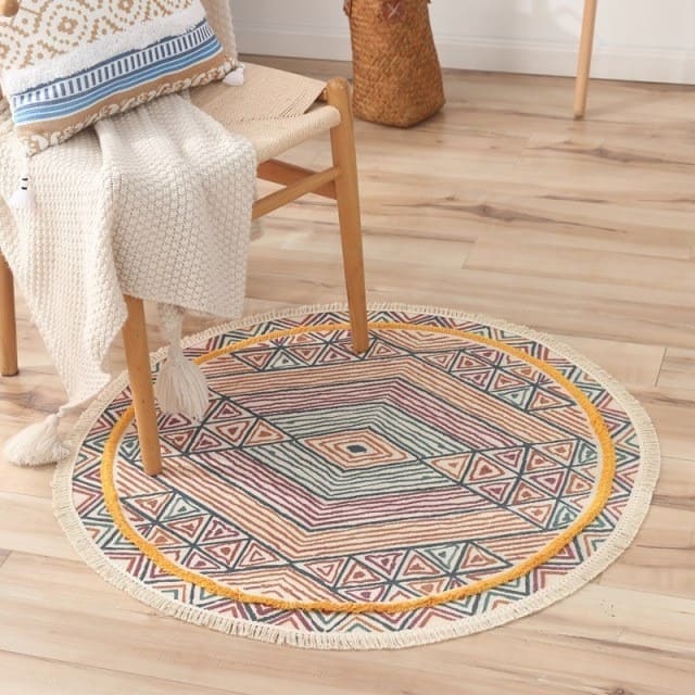 Tapis bohème rond en macramé