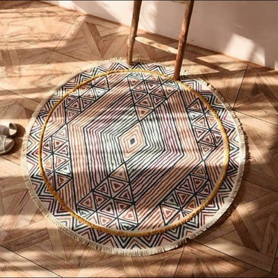 Tapis bohème rond en macramé