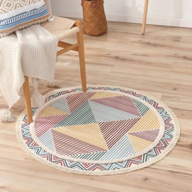 Tapis bohème rond en macramé