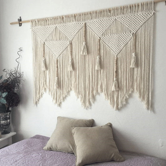 Tête de lit macramé en coton et corde