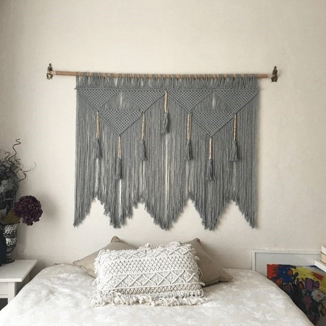 Tête de lit macramé en coton et corde