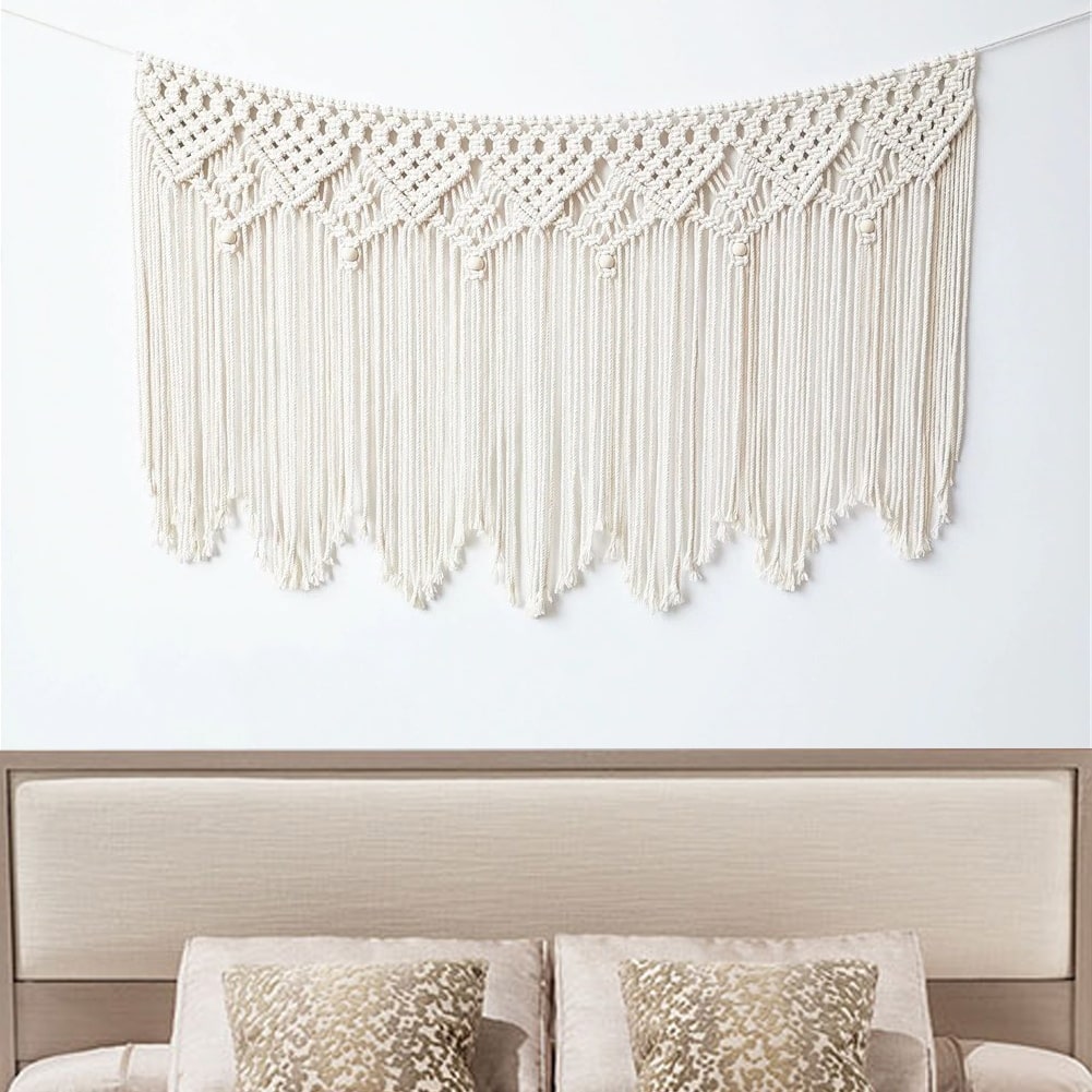 Tête de lit murale en macramé